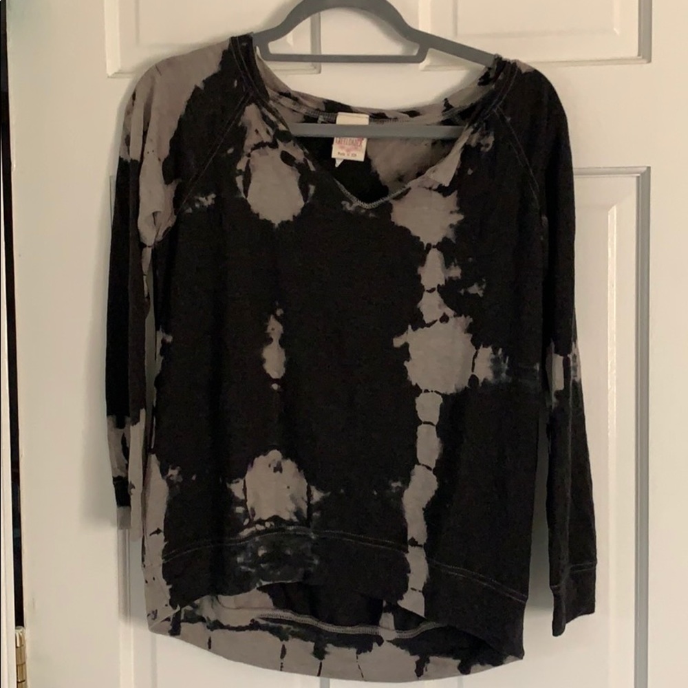 long sleeve shirt with tan bleach spots